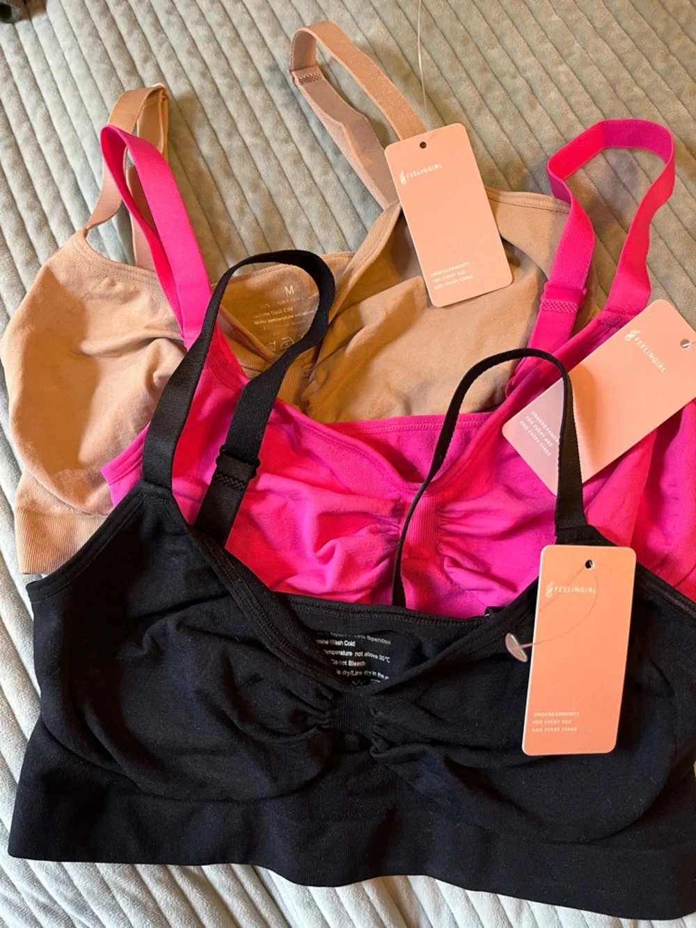 Everyday Soft Cup Bralette in Black, Hot Pink, and Nude- Set of 3 - Picture 7 of 7